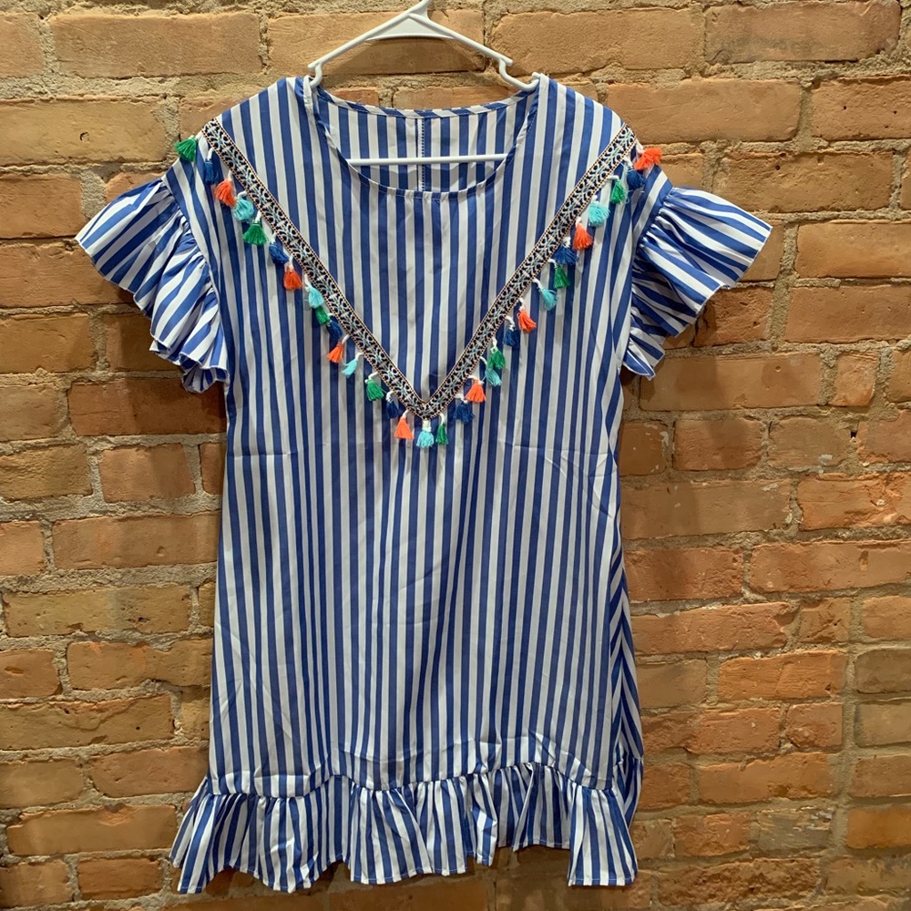 Embroidered Tassel Detail Dress